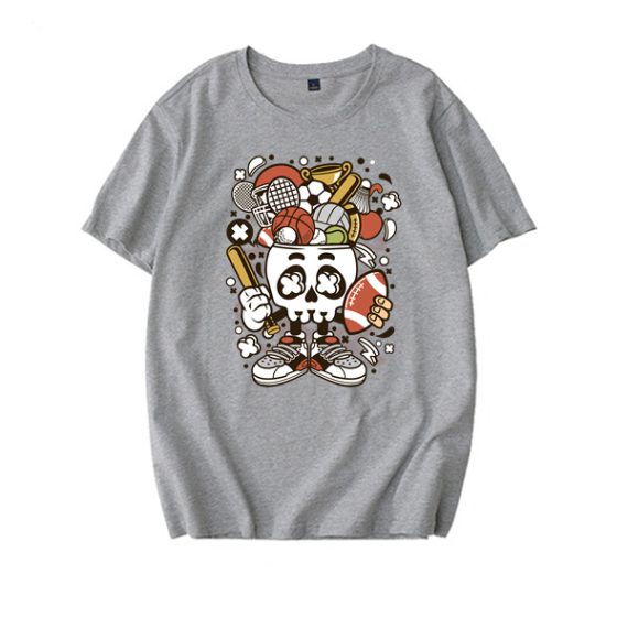 Sports Skull Head Grey T-shirt